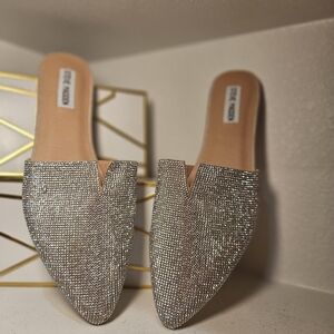 Steven Madden Sparkling Rhinestone Flat Mules